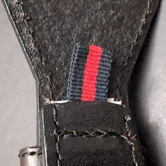 Tommy Hilfiger Women's Black/Gray Leather Belt With Herringbone Pattern,Size L. - Picture 6 of 8